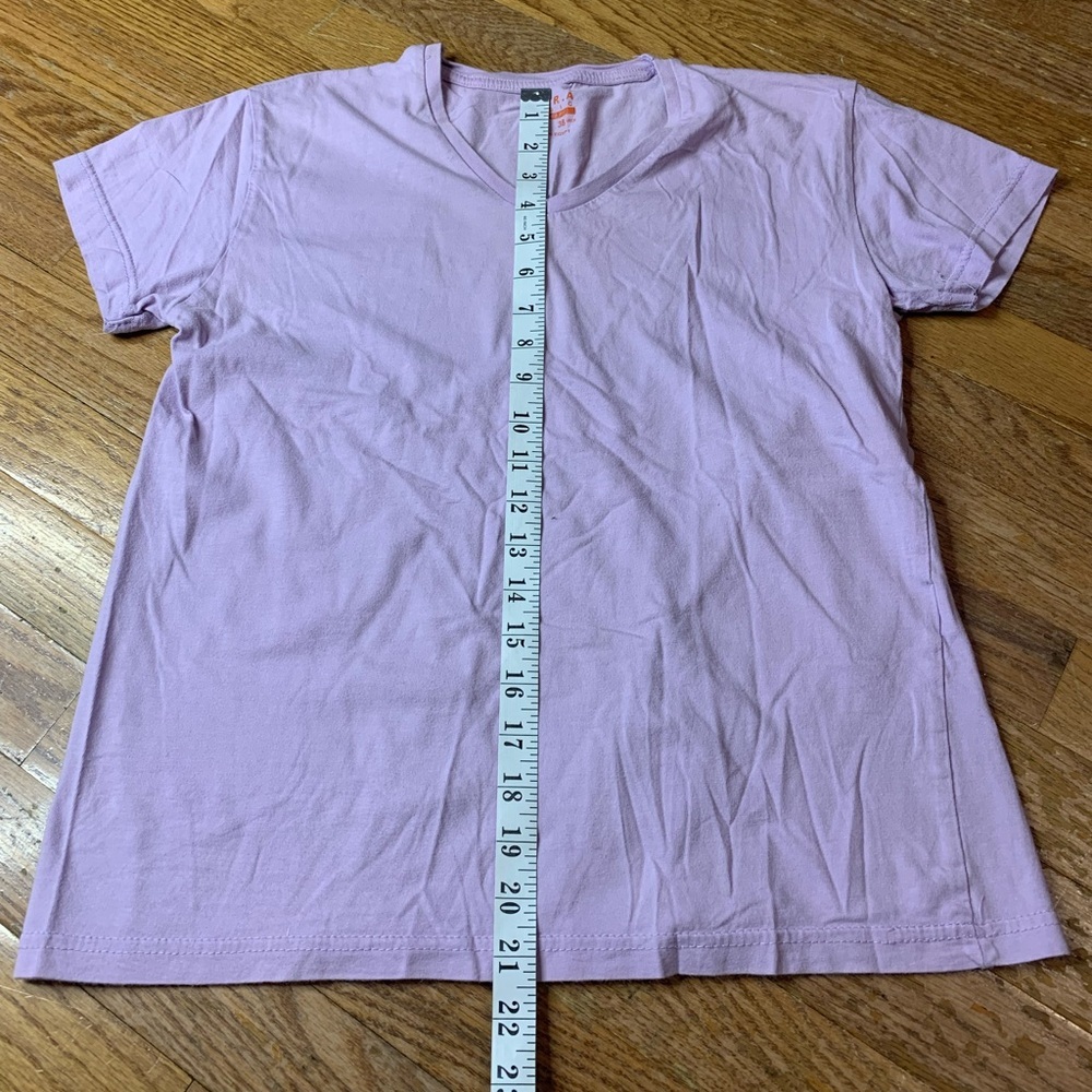 ZARA Basic Pink V-Neck Short Sleeve Tee - Relaxed Fit M - Picture 5 of 7
